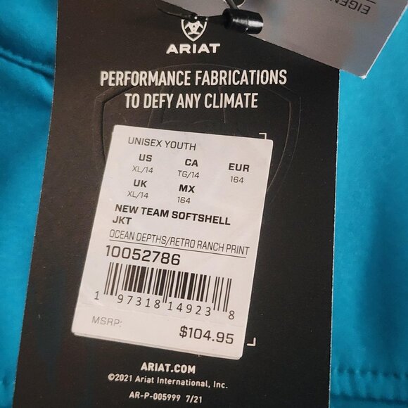 Ariat Jacket Youth XL Retro Ranch Softshell Waterproof Fleece Western Outerwear - Picture 5 of 16